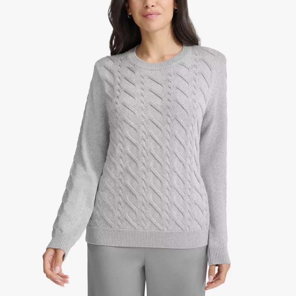 Calvin Klein Sweater Gray Cable Knit Sweater NWT
